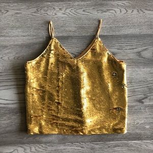 Gold sequin tank